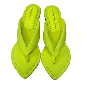 Good American Thong Lucite Wedge Heel Sandals Size 13